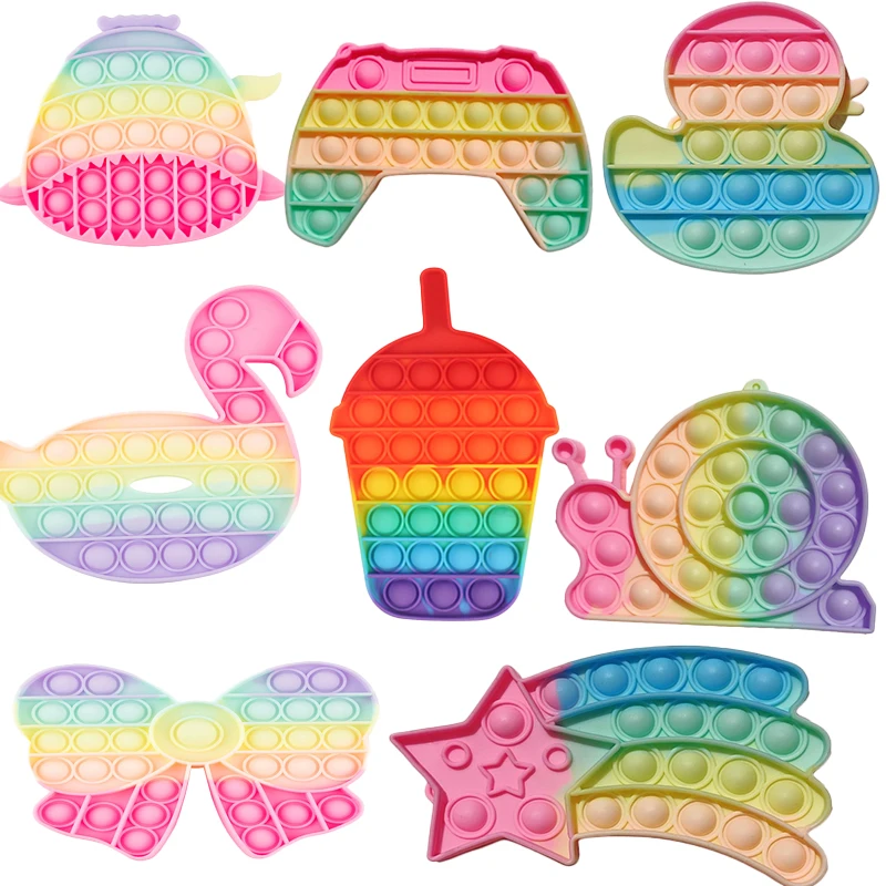 1-5 قطعة قوس قزح سيليكون الضغط اللعب أنماط لطيف فقاعة فنجر لعبة الإجهاد الإغاثة ضغط اللعب الحسية متعة حفلة Favors #1