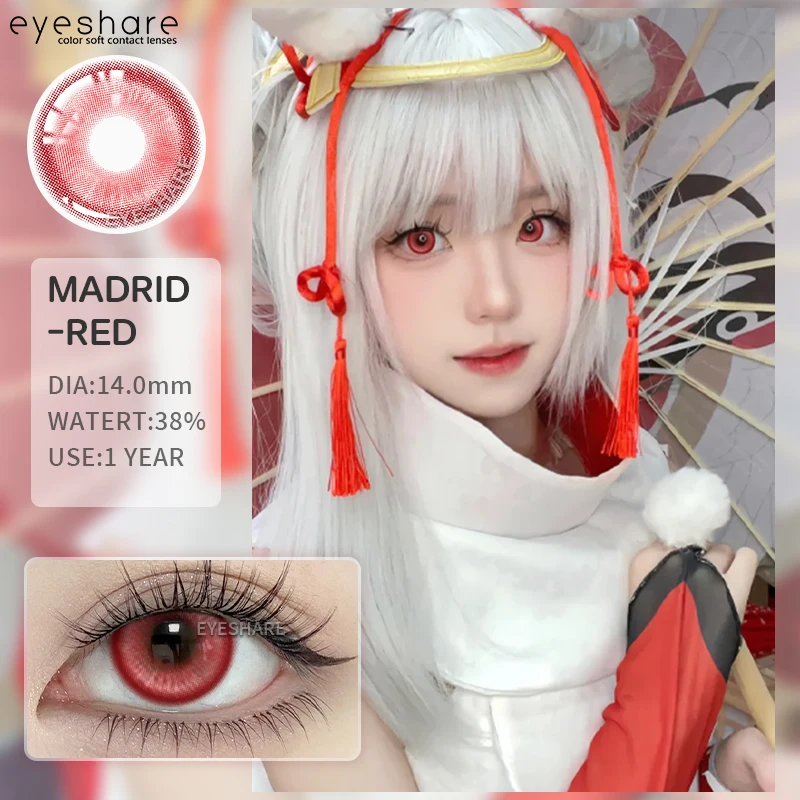 EYESHARE 1pair Colored Contact Lenses Purple Eye Lenses Yearly Cosplay Red Lenses Cosmetic Contact Helloween Soft Makeup Pupils