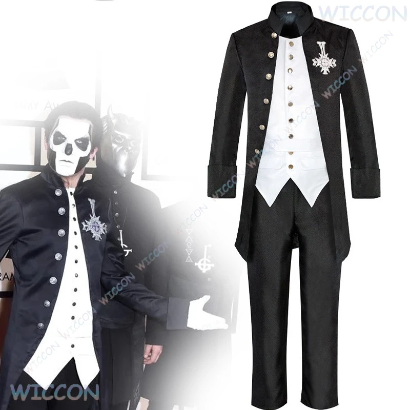 Papa Emeritus Terzo ropa del mismo estilo Cosplay banda Fans fantasma Papa Nihil disfraz de juego de rol traje negro Sexy fiesta de Halloween