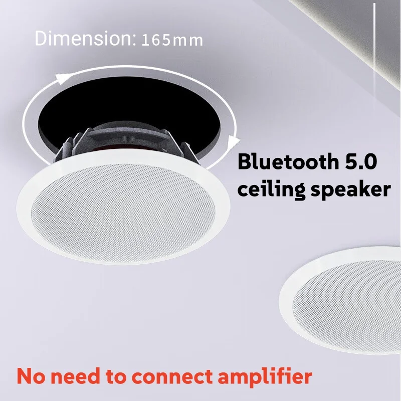 Frameless BT5.0 Wireless Bluetooth Speakers High Quality 20W Metal Grill Ceiling System Hifi Smart Home Theatre Ceiling Speaker