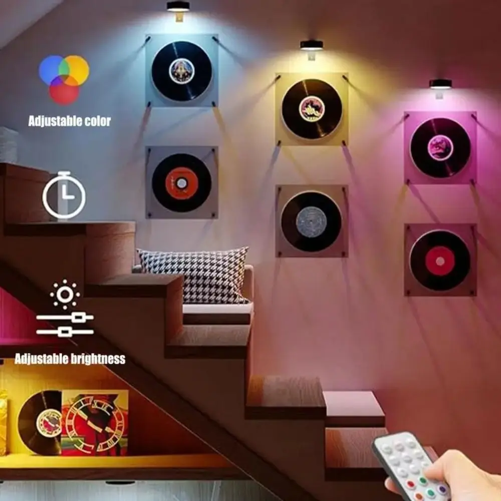 1/2/3Pcs Wall Mounted Magnetic LED Light Rechargeable No-Drill LED Wall Lamp Energy Saving Adjustable Timer Art Display Light view 3