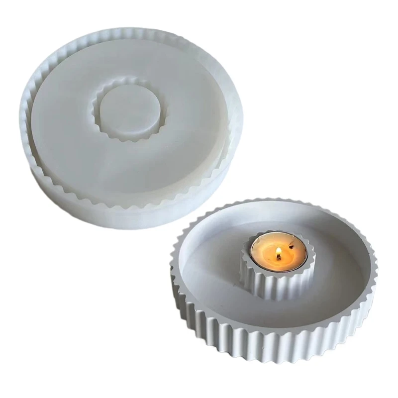

DIY Round Shape Candlestick Silicone Mold Desktop Ornament Candle Cup Holder Stand Tray Dish Plate Epoxy Resin Casting Mould