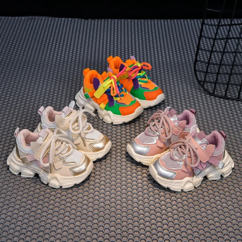 Students Sports Shoes Thick Soft Sole Boys Girls Running Shoes Colorful Fashion 2024 New Trend Children Sneakers Non-slip Casual