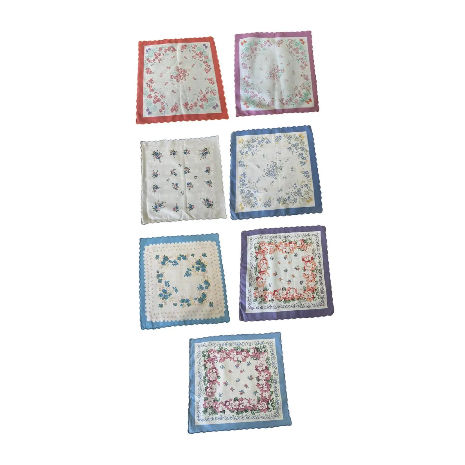 7x Cotton Handkerchief Assorted Color Hanky Set Premium Kerchief for Kids Adults