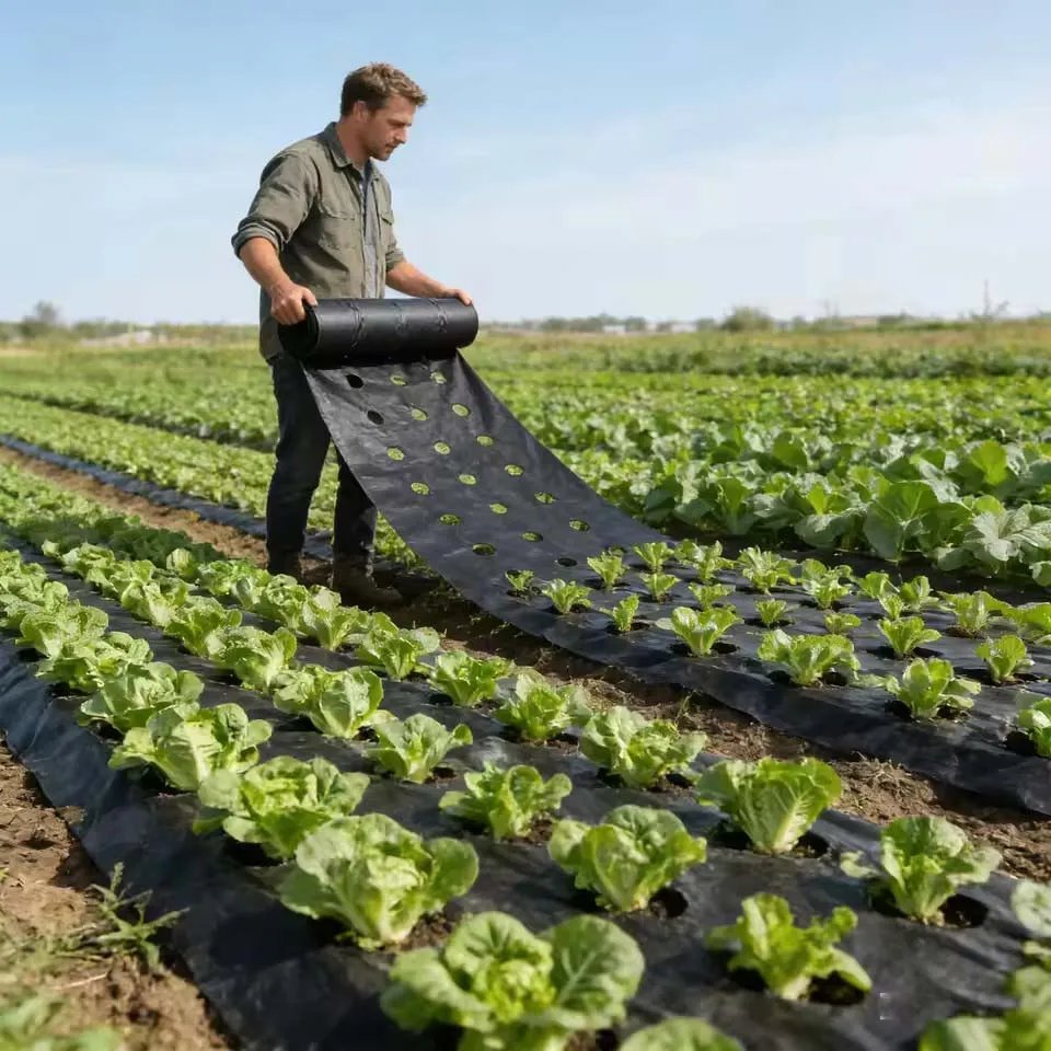 Black Weed Control Cloth With Planting Holes, Suitable For Garden And Yard Use, Vegetable And Fruit Planting, And Weed Control