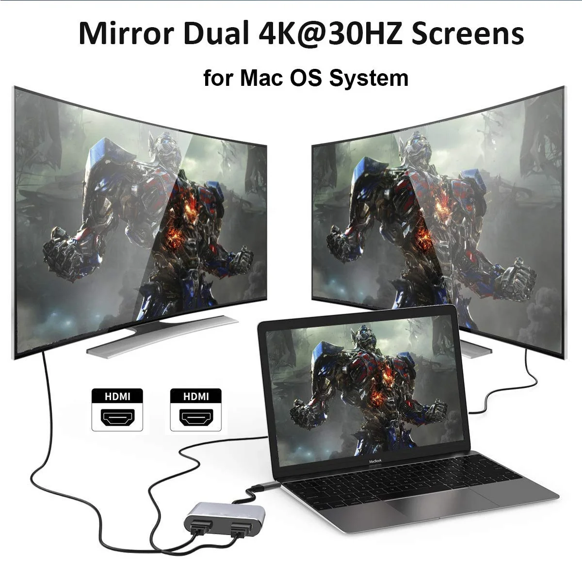4-in-1 USB C Multiport Hubs 4K60HZ Monitors PD100W USB C DATA Accessories for Macbook and USB-C Laptop Computer