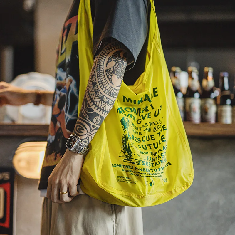 2026 Outdoor Ultra-Lightweight Shopper Bags Large Capacity Foldable Travel Bag Letter Print Shopper Tote Handbag for Commute