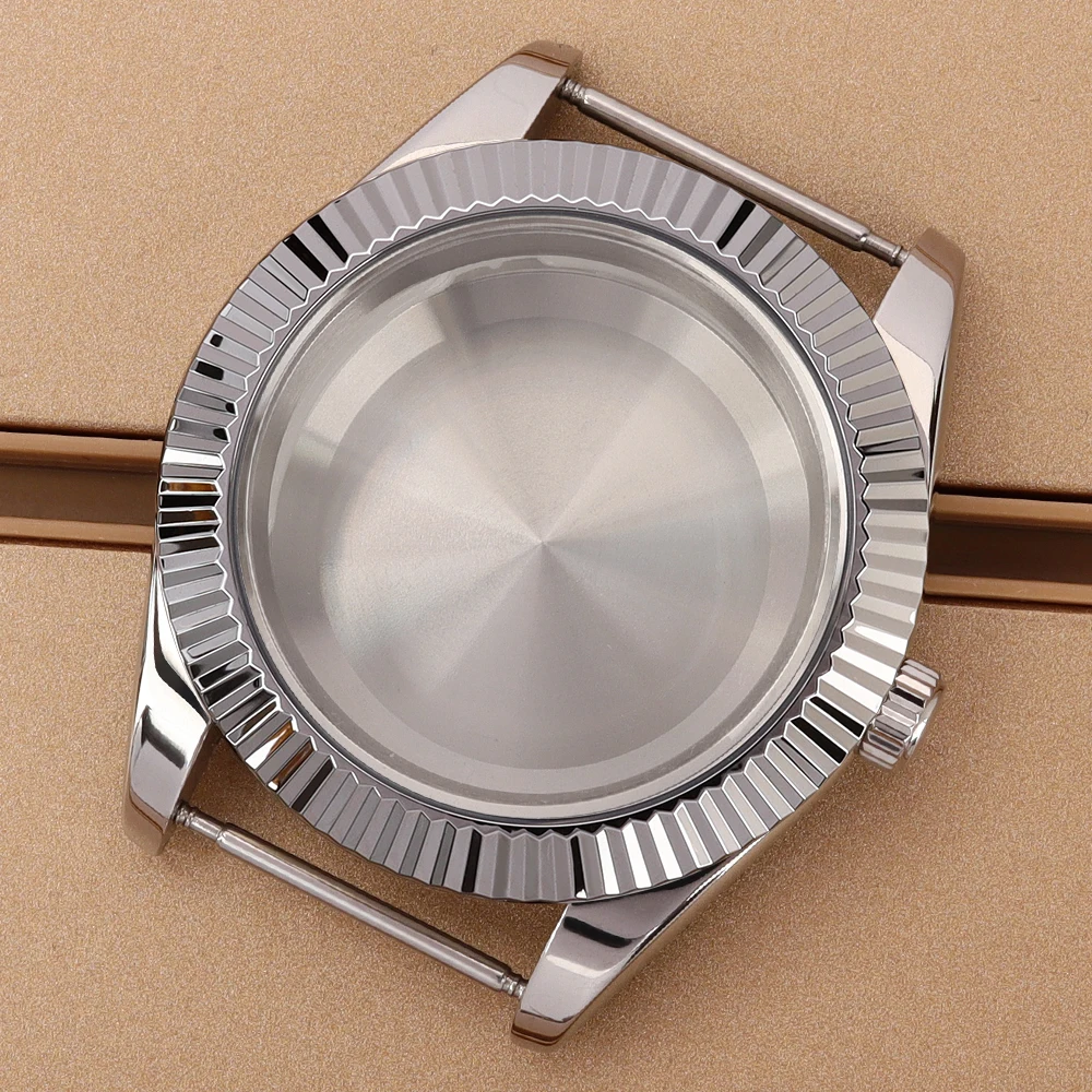 Silver 36mm/39mm Watch Case Fluted Bezel Sapphire Glass For Datejust SK NH35 NH36 Miyota 8215 Movt Waterproof Replacemet Parts