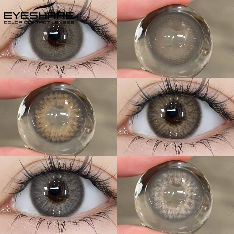 EYESHARE 2 Stück Farbige Kontaktlinsen Kosmetiklinsen Blaue Augenfarblinsen Schönheits-Schwarze Kontaktlinsen Natürliche Braune Linsen für Jährlichen Gebrauch