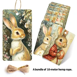 50pcs Easter Gift Tags with Strings,  Easter Bunny & Egg Design Paper Tag Cards for Gift Wrapping, Party Favors and Decorations