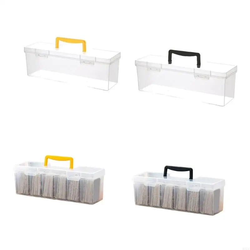 H37F Clear Trading Card Storage Box Playing Card Case Organizers with Separate Box Acrylic Sport Cards Container Deck Box