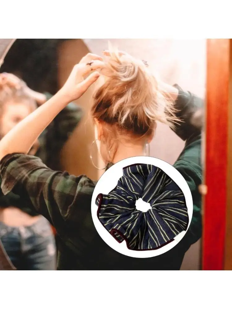 

652F Striped Pattern Hair Scrunchies Large Hair Bun Hair Scrunchy Female Big Bun Hairpieces