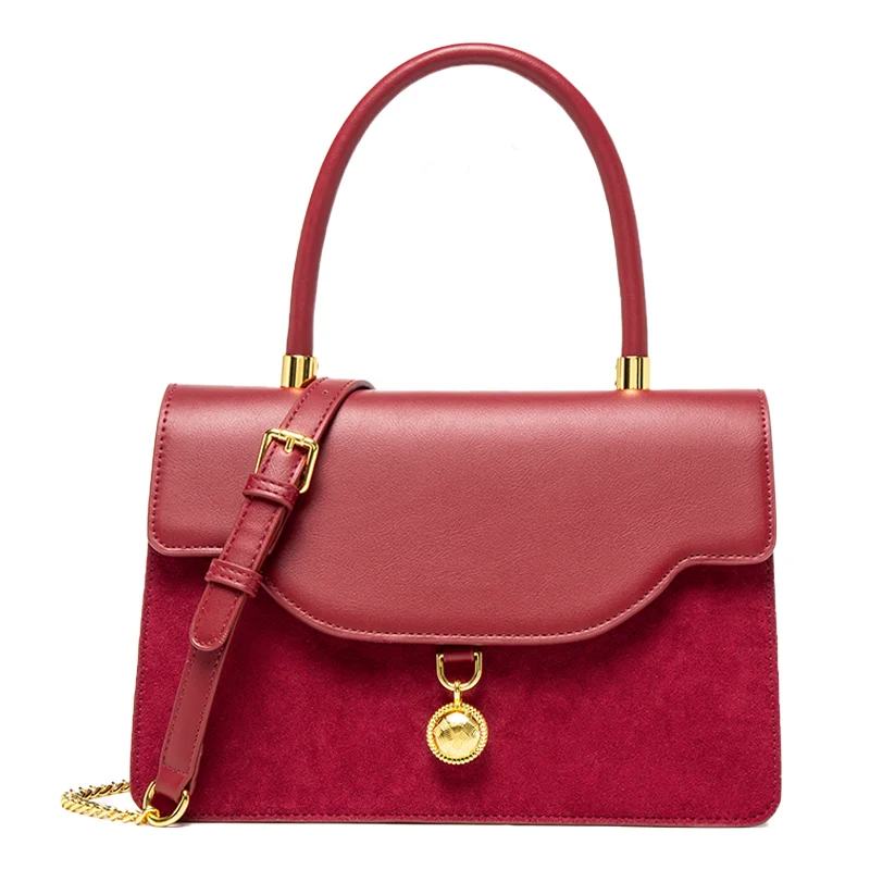Vintage high-end feeling wedding red velvet wedding bag, crossbody small square bag, high-end feeling portable bride bag