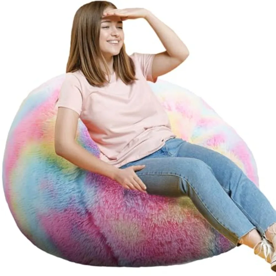 

Bean Bag Chair 3FT Round Memory Foam Filled Bean Bag for Teens and Ultra Soft Faux Fur Fabric Bean Bag Chairs for Playro