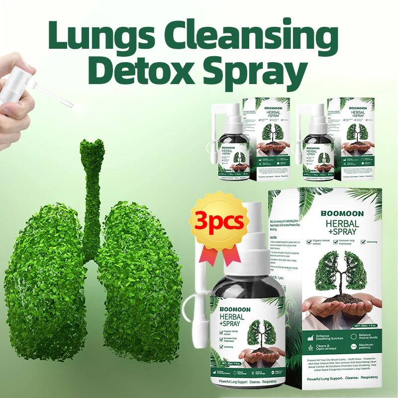 3Bottles Breath Detox Lungs Cleaning Detoxification Herbal Lungs Cleansing Spray Lung Support 30ml Cleaner Liquid