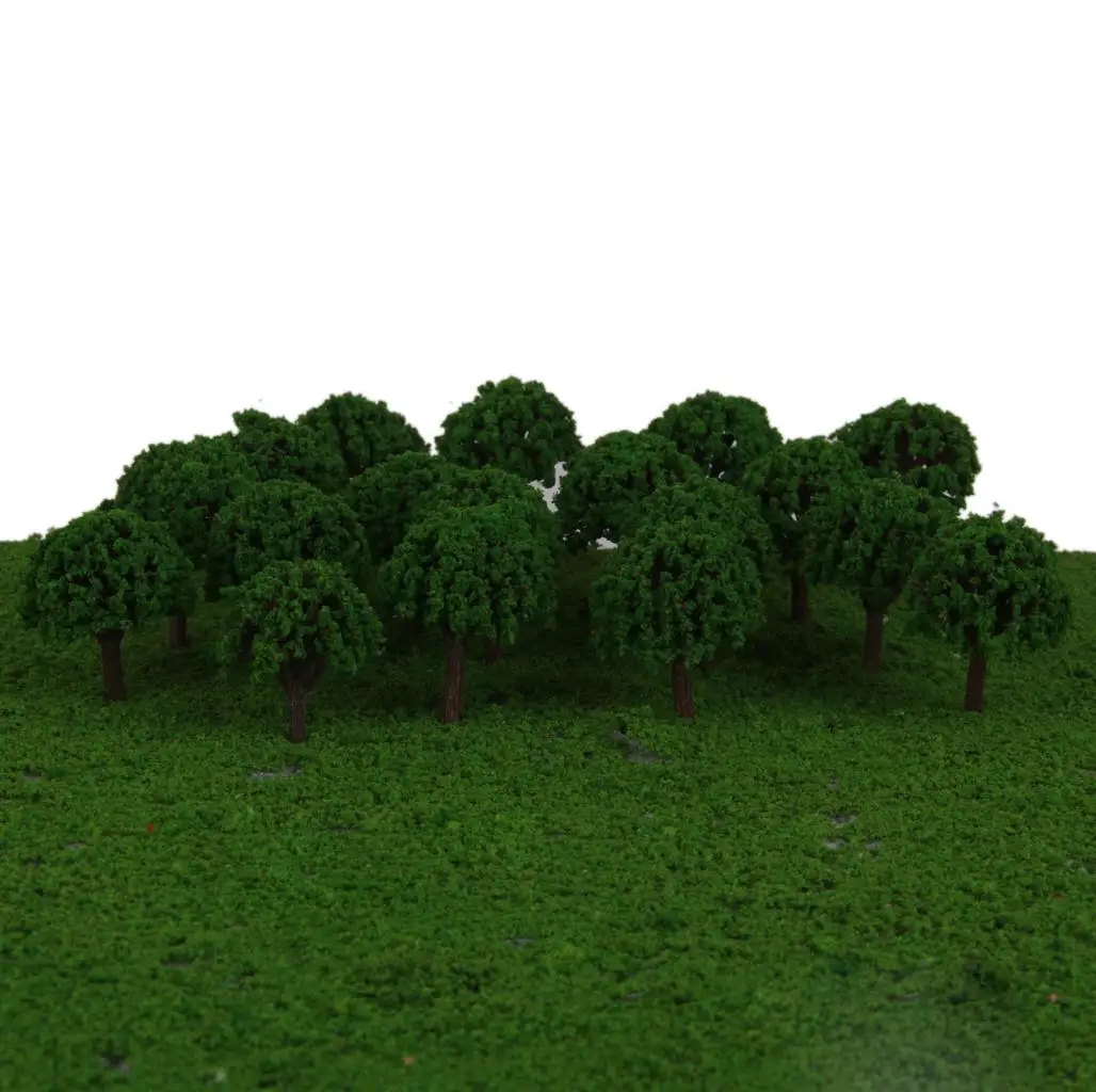 50x 3cm Scenery Landscape Train Trees Model Green 1:500 Display DIY