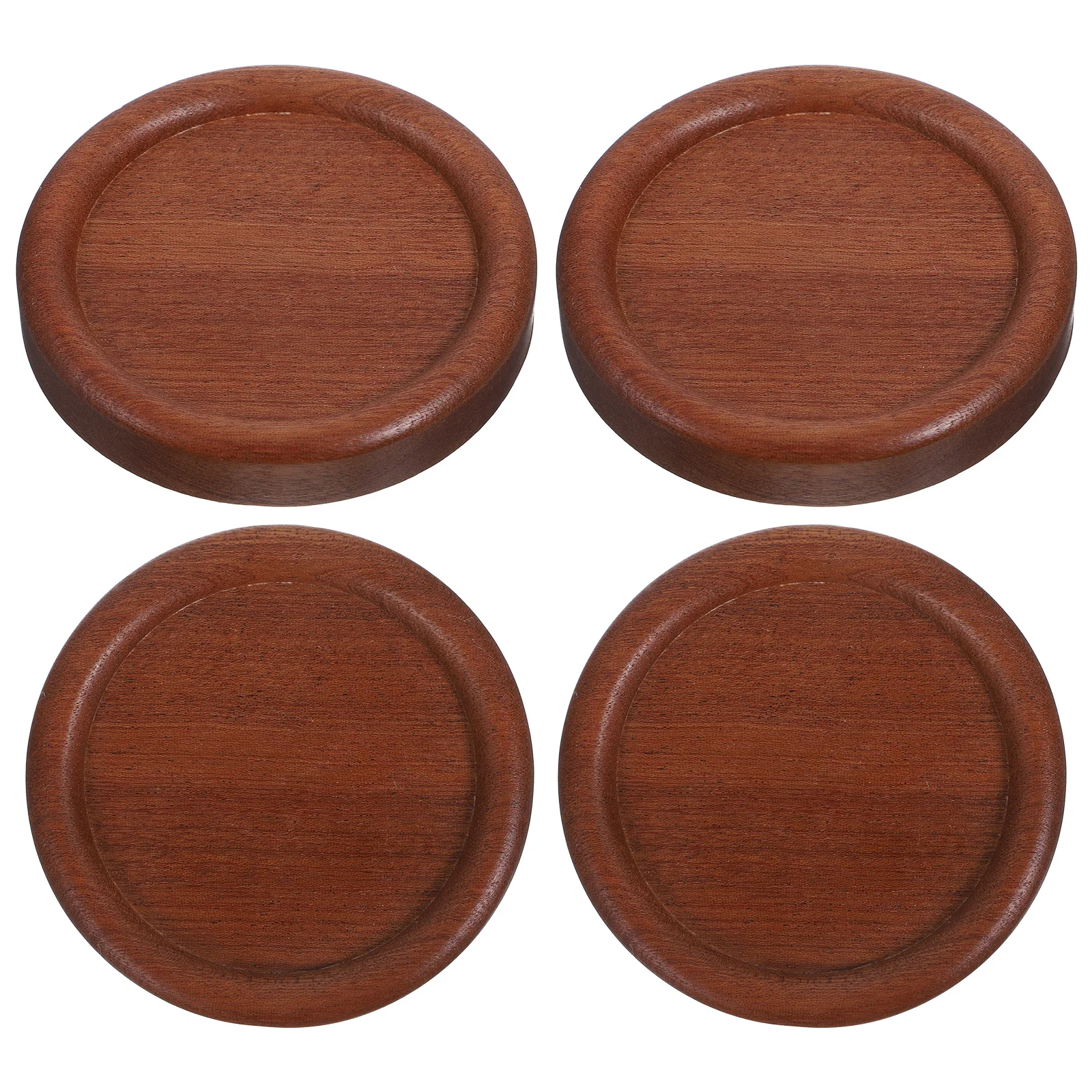 4Pcs Solid Wood Round Coasters Drink Cup Pads Heat-Insulated Anti-Slip Table Mat Protective Pads for Home Kitchen Office