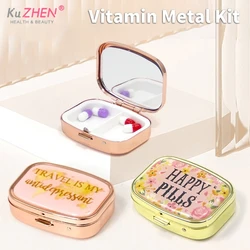 1PCS Folding Medicine Box With Mirror Portable Seal Folding Flap  Capsule Box Travel Medicine Box Drug Dispense Storage Arrange