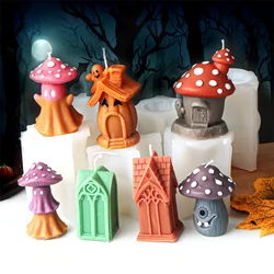 3D Creative Mushroom House Silicone Candle Mold DIY Creepy Mushroom Halloween Mold Perfect Aroma Candles Gypsum Crafts