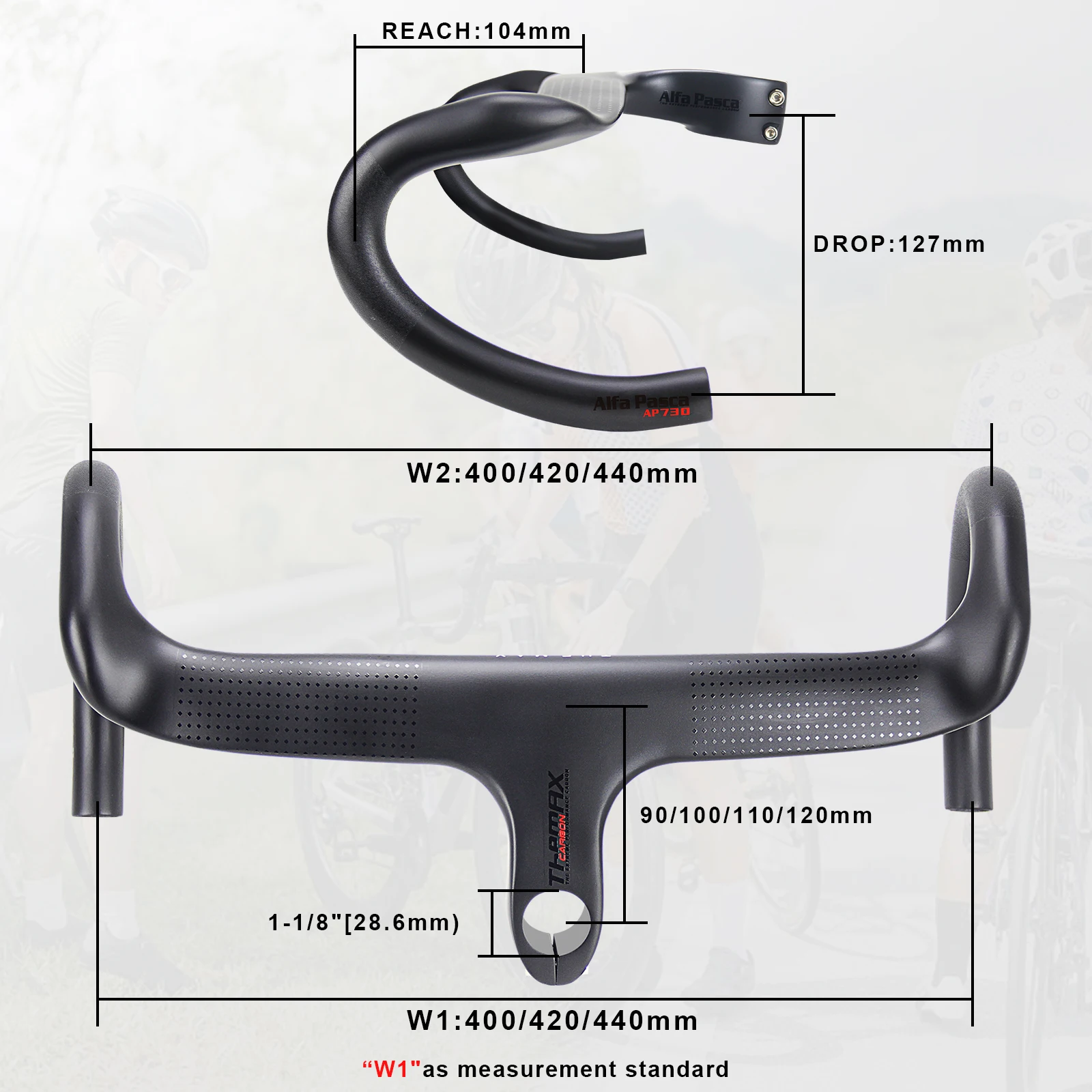 Integrated Carbon Road Handlebar,Alfa Pasca,1-1/8\