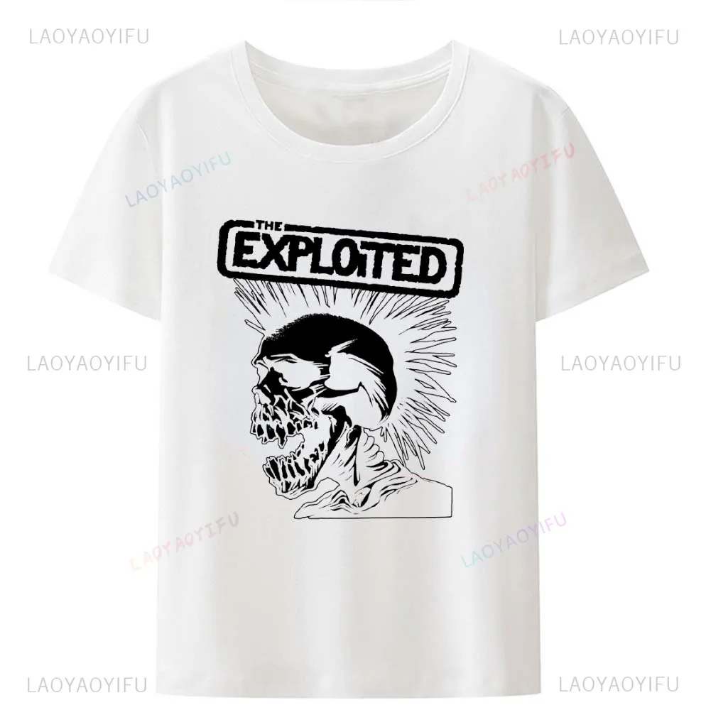 Skull Exploited T Shirt Men Gothic Trend Tshirt Male Tops Harajuku Punk Clothes Men Graphic Tee Shirts Retro Casual Streetwear