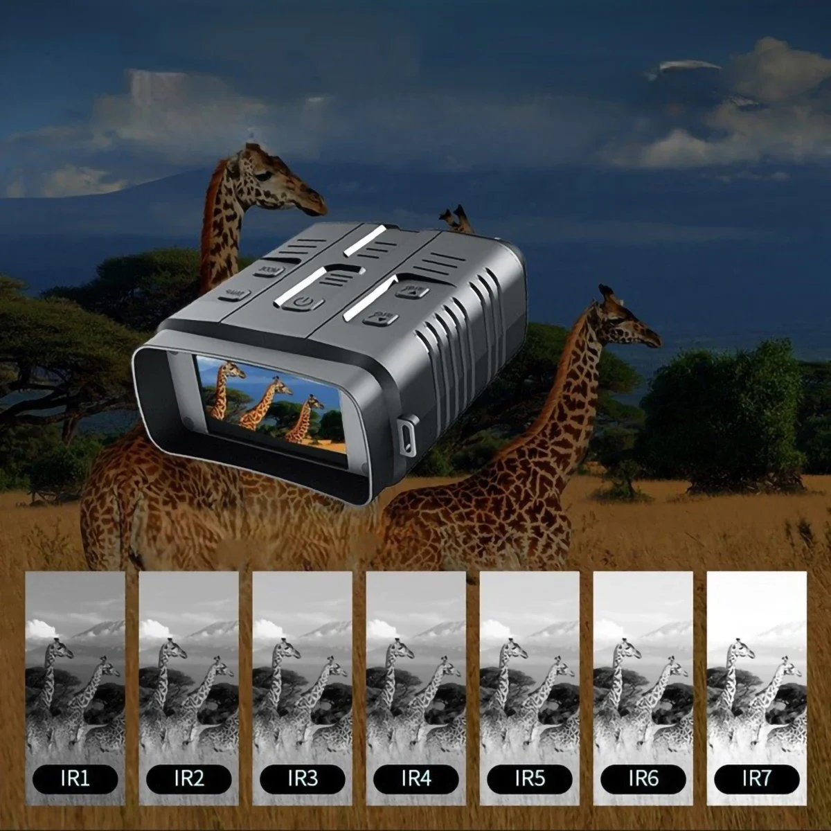 2.5K Night Vision Binoculars Infrared Night Vision Goggles 3” Large Screen 5X Digital Zoom Tactical Light for Camping Hunting