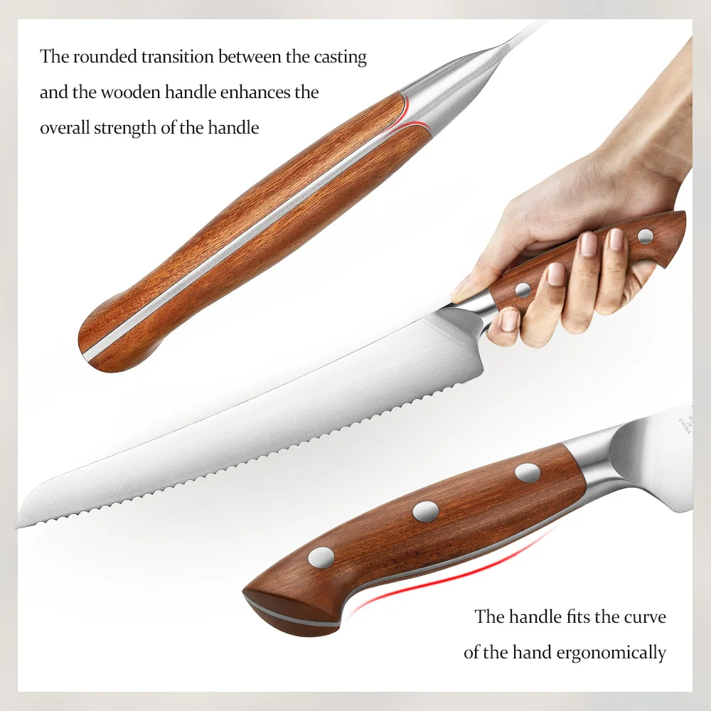 HEZHEN 10.6 Inch Bread Knife German 1.4116 Stainless Steel Japanese watermelon Knife Cake Kitchen Knives Sharp Tools