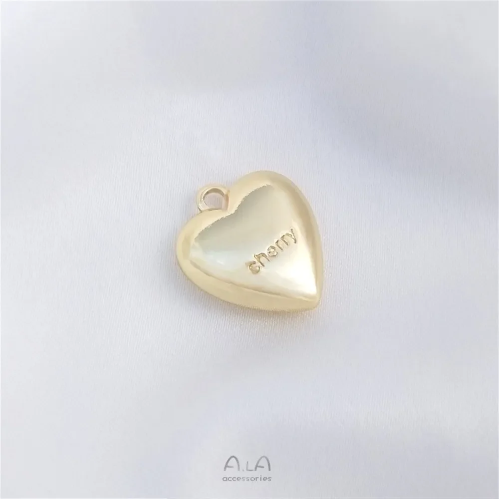 Smooth Solid Heart 14K Gold Package Peach Heart Pendant Handmade DIY Necklace Bracelet Charms Pendant K434