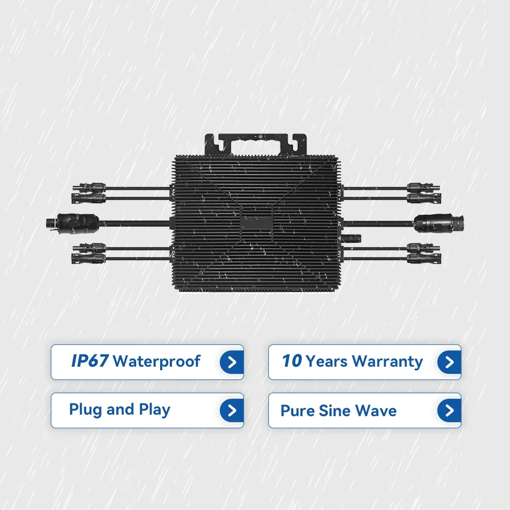 EU Stock Micro Inverter 2.4KW IP67 Smart APP Solar Mirco Inverter 4 MPPT With Data Collector On Grid Inverter