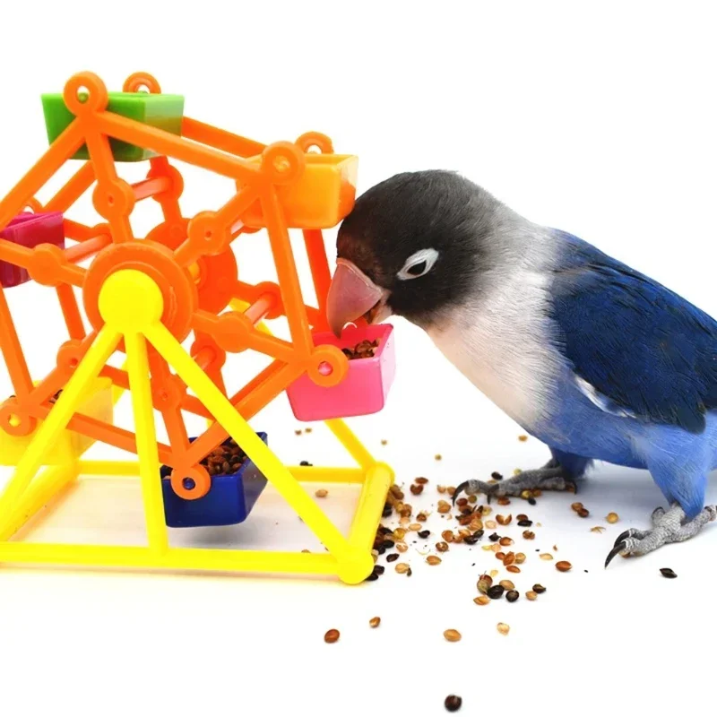 Bird Foraging Toys Creative Parrot Feeder Rotate Training Toys Intelligence Growth Cage Colorful Pecking Windmill Toy