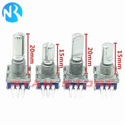 5PCS EC11 20 Position 360 Degree Rotary Encoder With Push Button Switch 5Pin Handle Long 15/20MM Plum Handle/ Half Handle