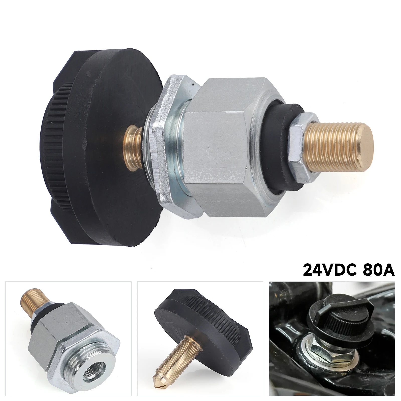 

1Pc 24VDC 80A Car Ignition Switch Screws Rotary Switch Suitable YC103050 For Cars Motorcycles And Boats With Bolt Size M10 Black