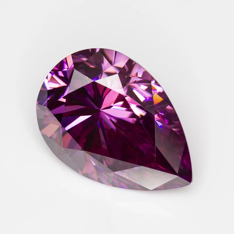 New Purple Red Moissanite Stone Pear Cut Pass Diamond Tester with GRA Report for Jewelry Making