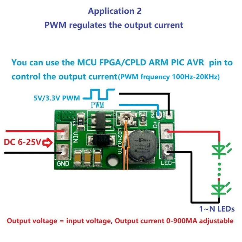 B29C-LD24AJTA DC-DC Step-Down PWM Controller 9V 12V 18V 24V 20W Adjustable LED Driver Constant Current Conversion Unit Converter