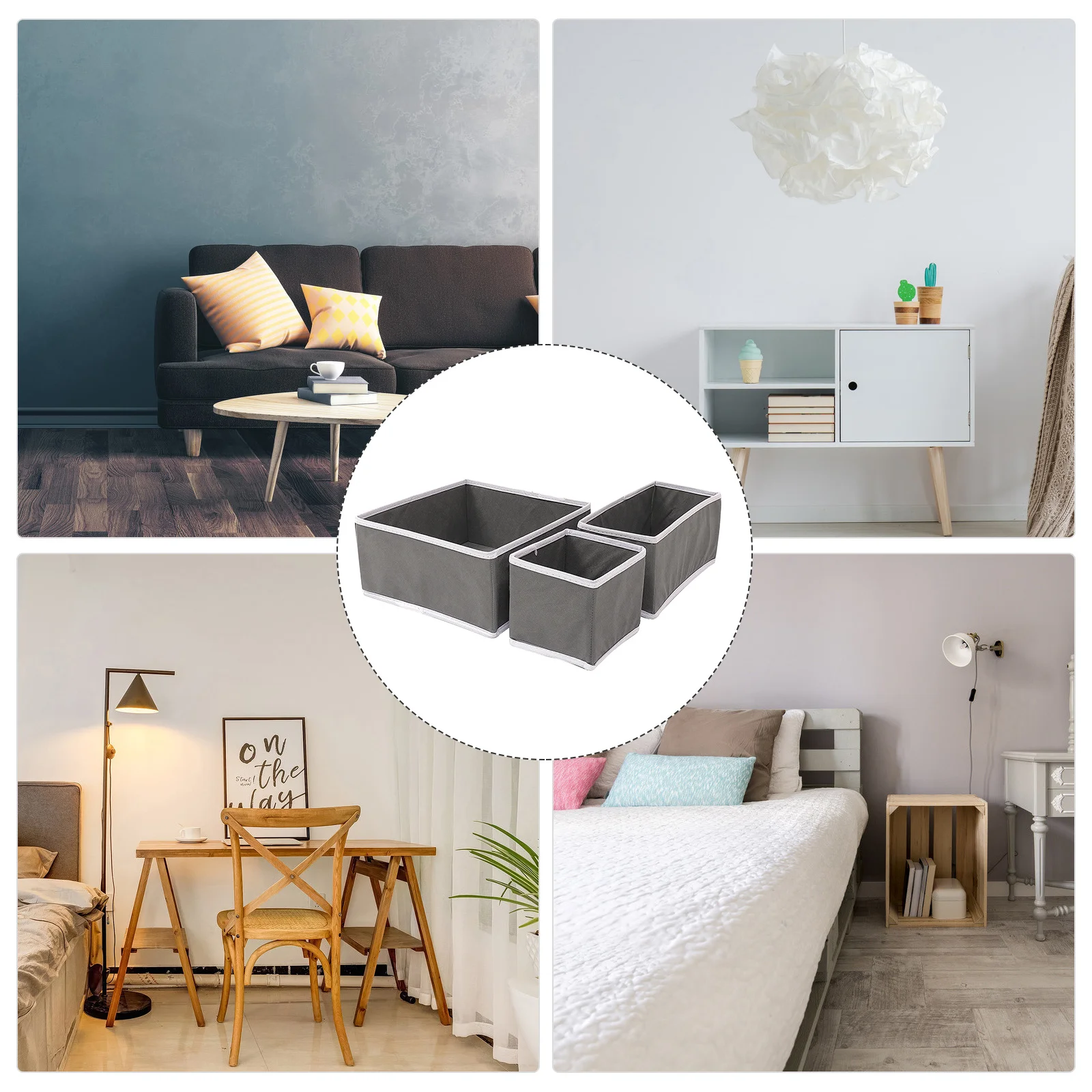 

3Pcs Foldable Non-Woven Storage Box Set for Underwear Bra Socks Organizer Closet Divider Travel Storage Container