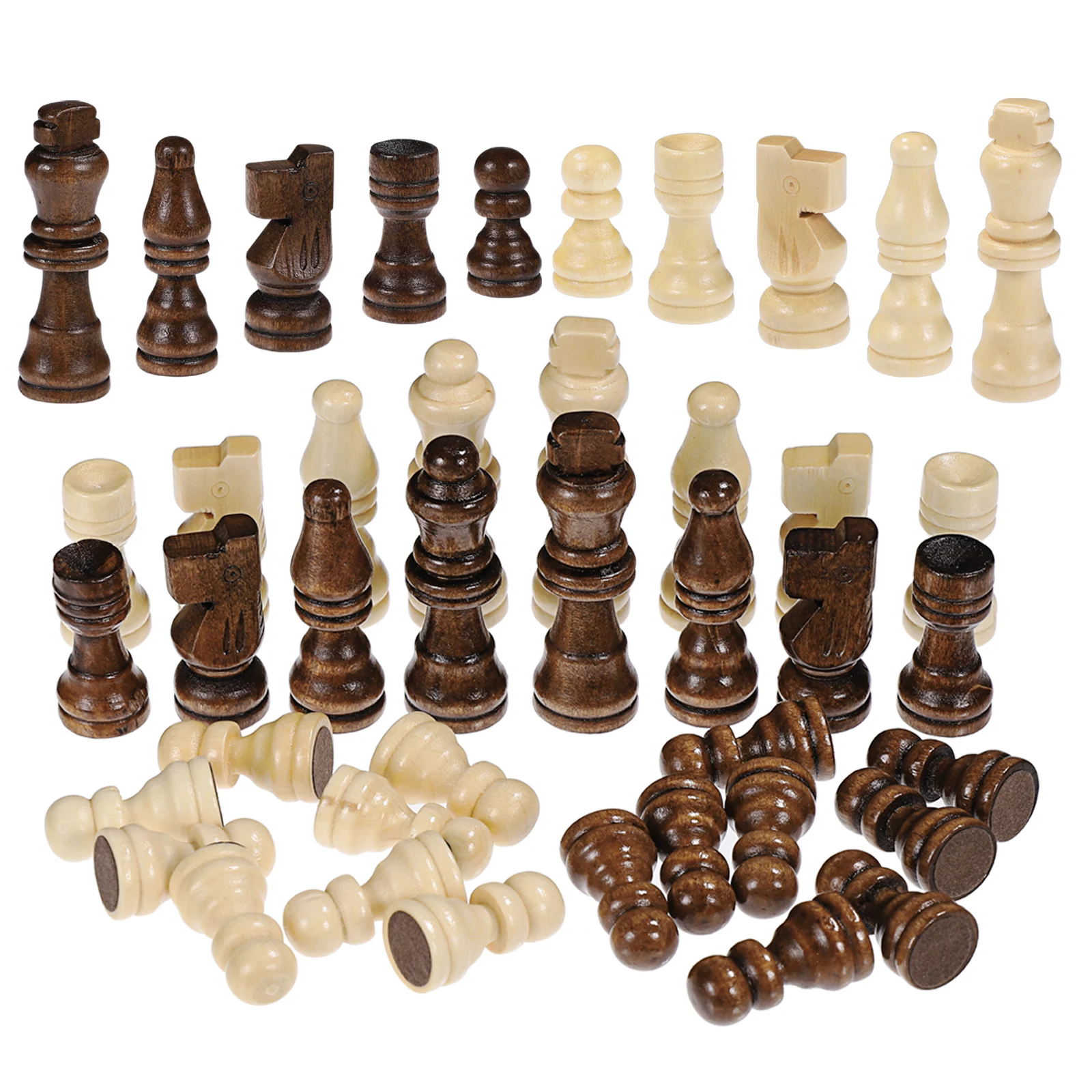 32Pcs Wooden Chess Pieces Set Eco Friendly Premium Wood 2.5 Inch Brown White Replacement for Chess Game Strategy Development