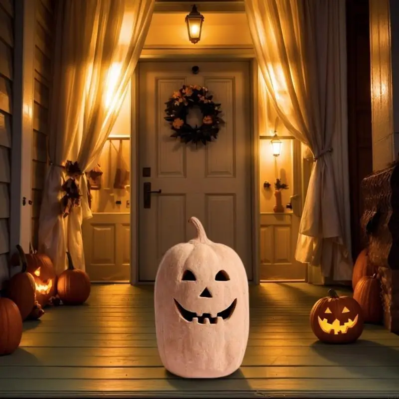 Festival Halloweens Capa de luz decorativa de lanterna de abóbora com LED macio brilha materiais de resina para ambientes internos e externos