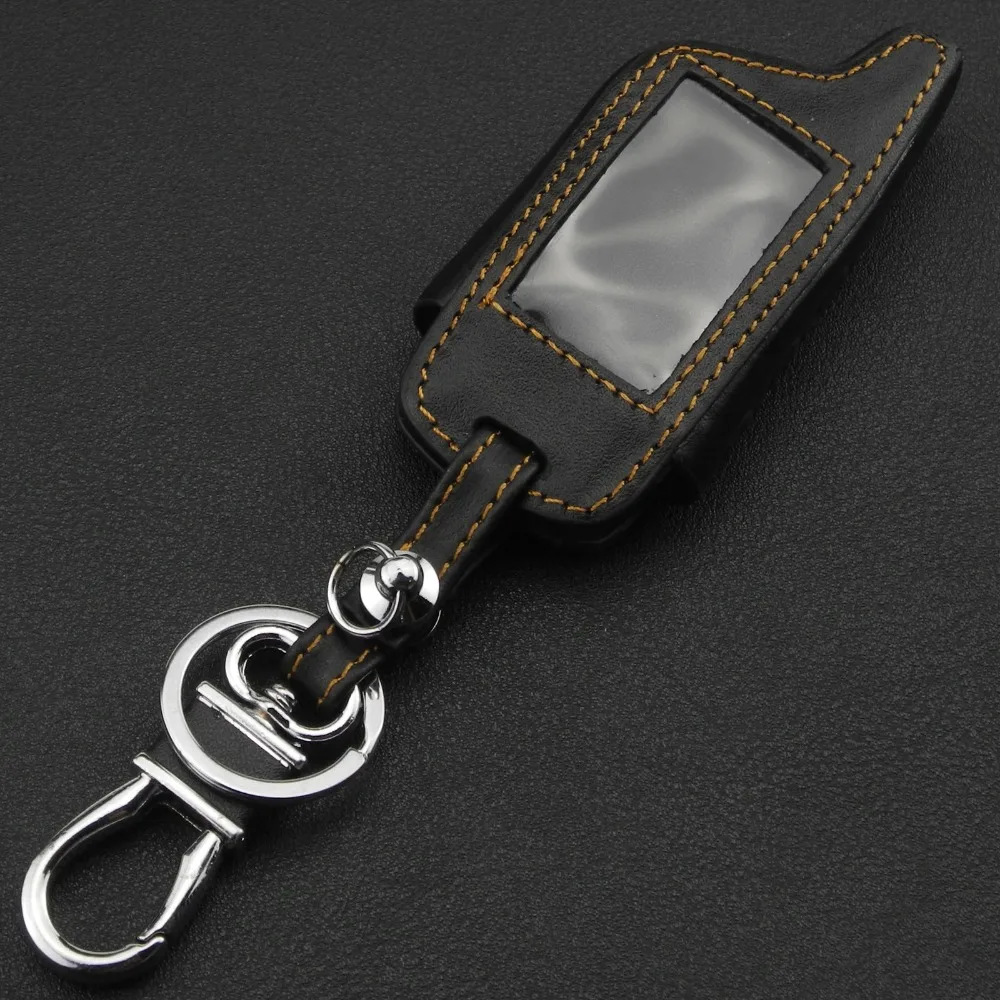 jingyuqin 3 Buttons Leather Car-Styling Key Cover Case For Starline B9 B6 A91 A61 Twage Two Way Car Alarm System keychain