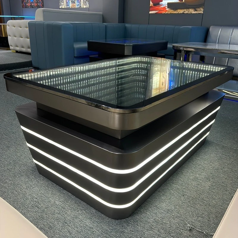 

Барный светодиодный стол, индивидуальный размер логотипа, ночной клуб, дискотека, танцевальный клуб, КТВ, караоке, светильник, стол из закаленного стекла из нержавеющей стали