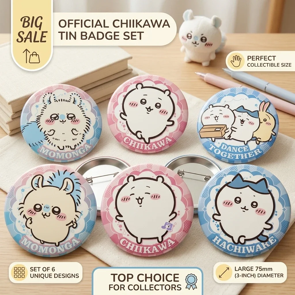 chiikawa chii kawaii anime character cute metal pin badge brooch 75mm double flash enamel pin button japanese kawaii fashion