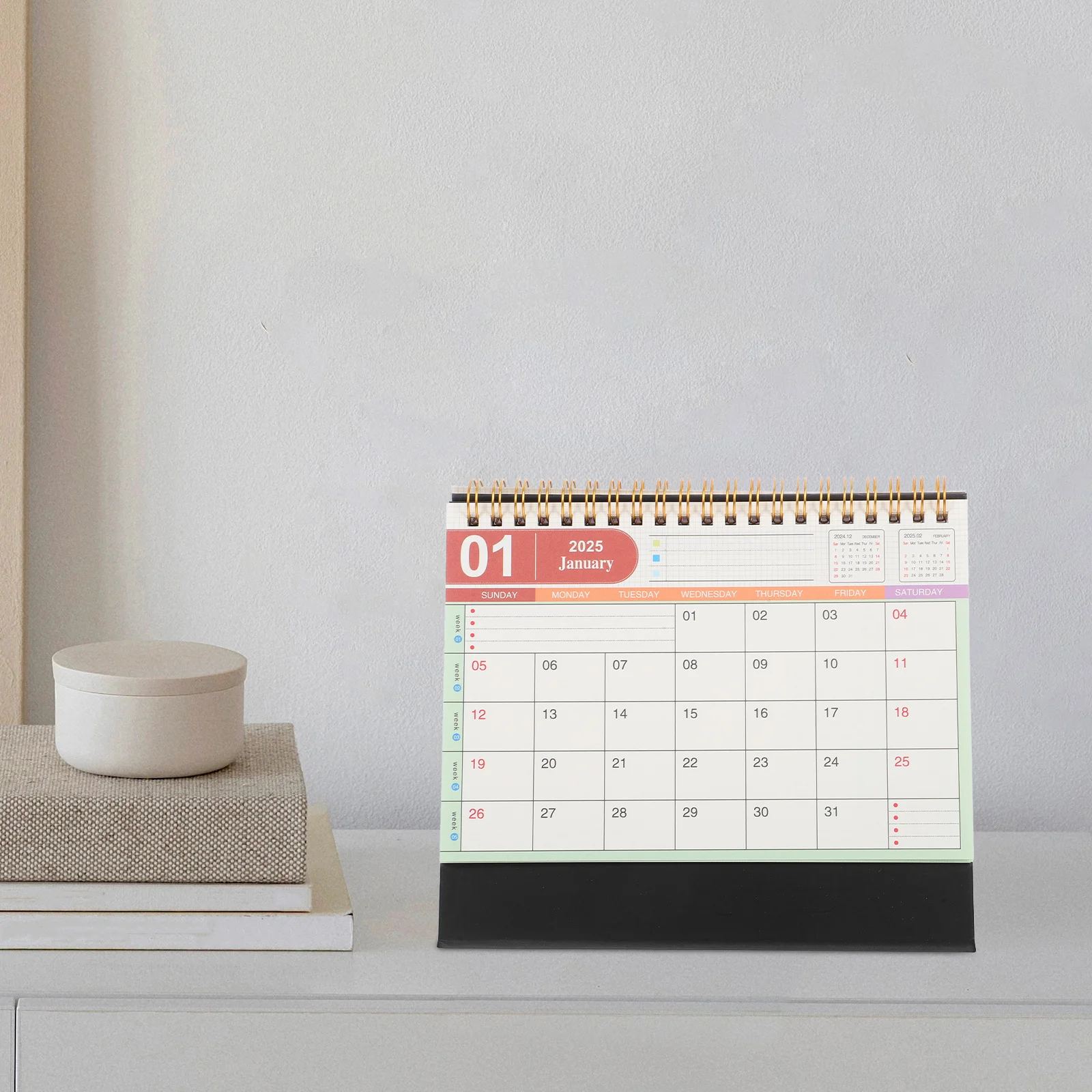 

Настольный календарь на 2025 год, офисный планировщик с металлическим кольцом для дома, школы, работы, ежедневного расписания, органайзера, настольный календарь