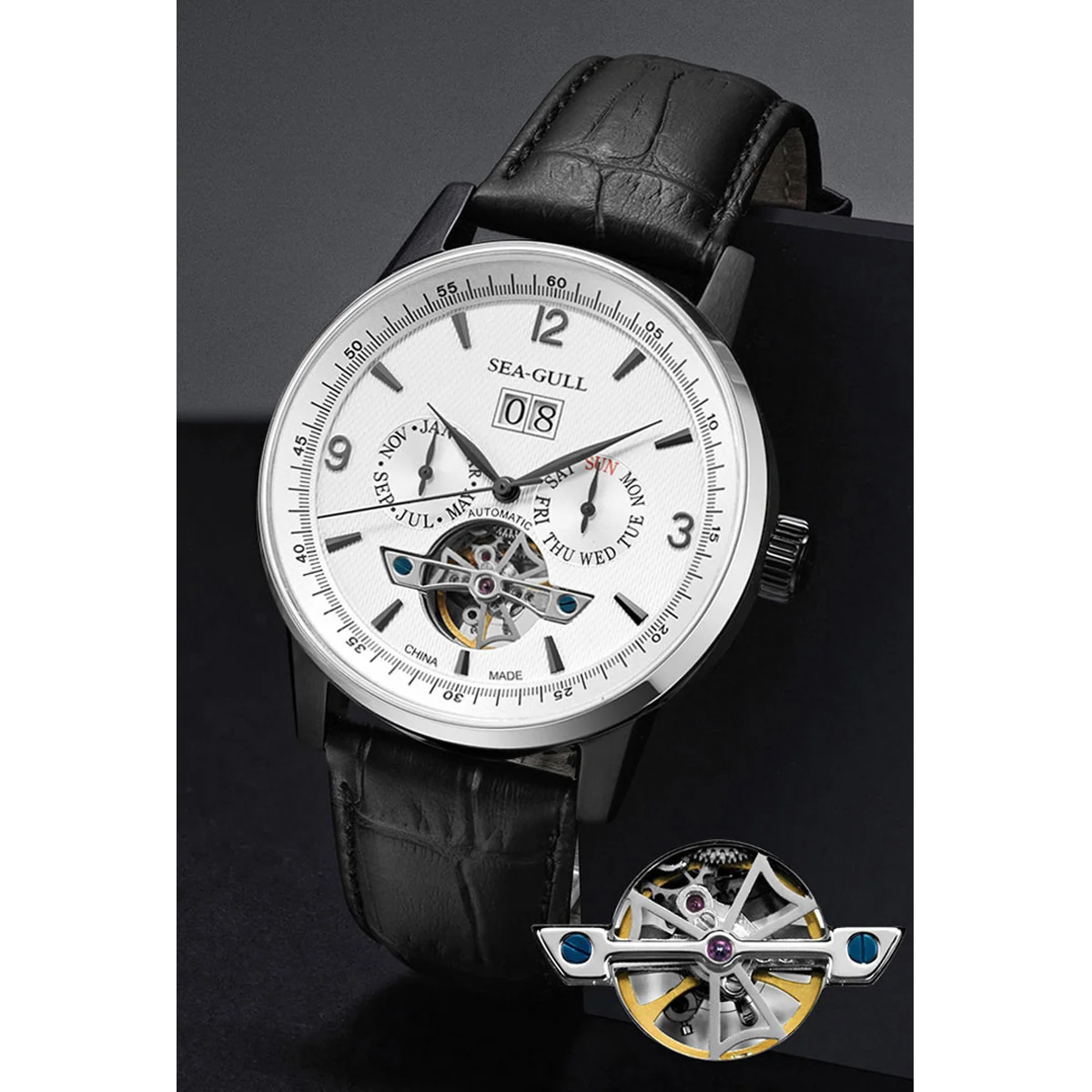 Seagull Flywheel Series Men Watch Complete Calendar Automatic Mechanical Watches Classic Dress Wristwatch relógios masculino1327