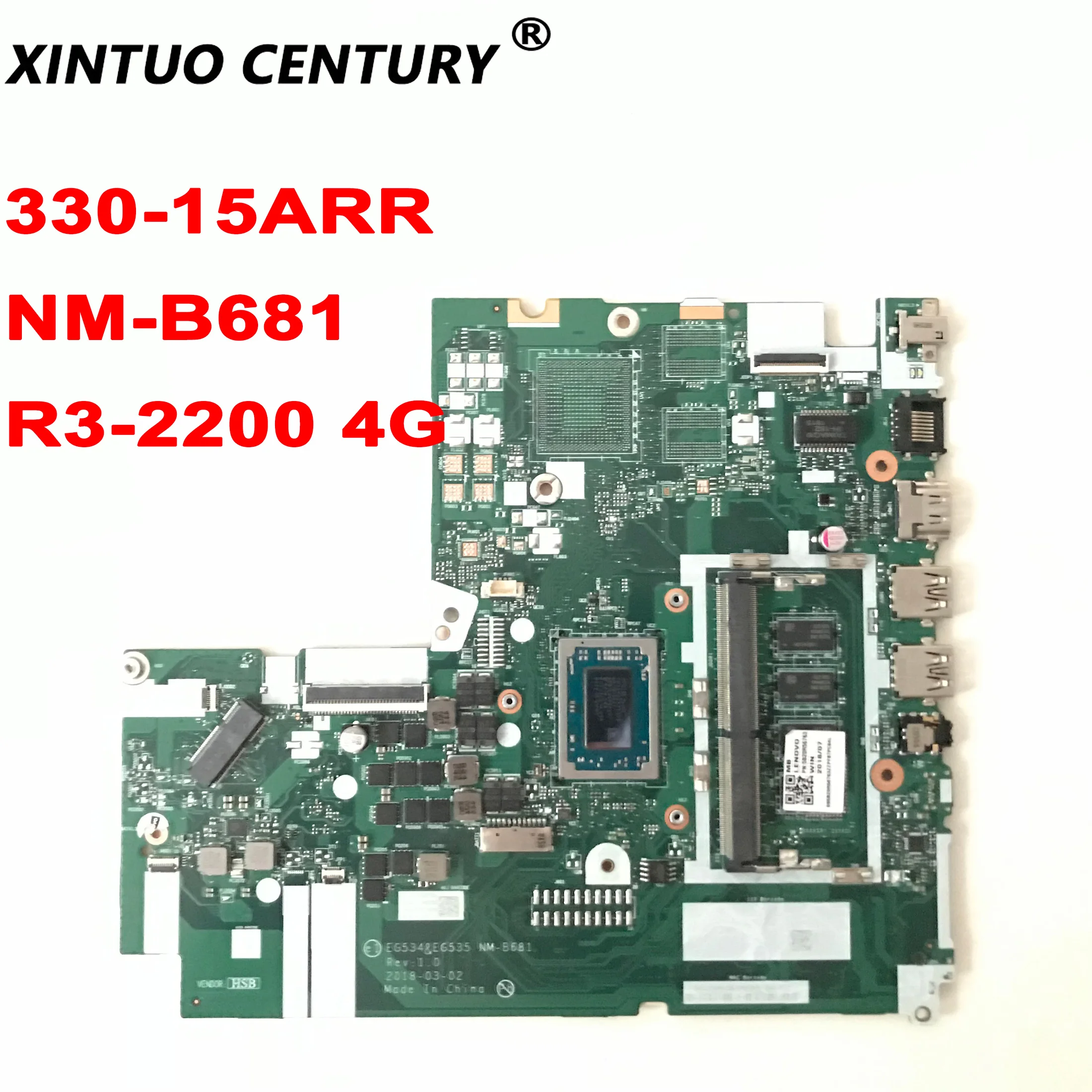 EG534&EG535 NM-B681 for Lenovo ideapad 330-15ARR laptop motherboard with R3-2200 CPU 4G RAM 5B20R56763 100% test OK