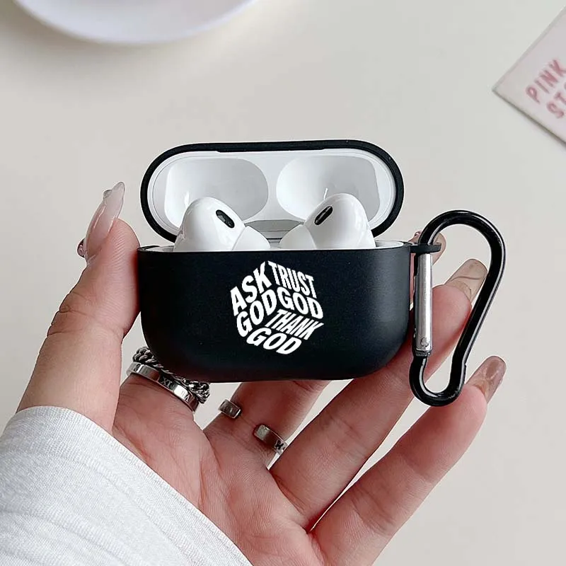 Casing Kutipan Religius Yesus Kristen untuk AirPods 1/2 3 4 Pro 2 dan Casing Pro Earphone Sampul Hitam Hadiah Kristen untuk Wanita Pria