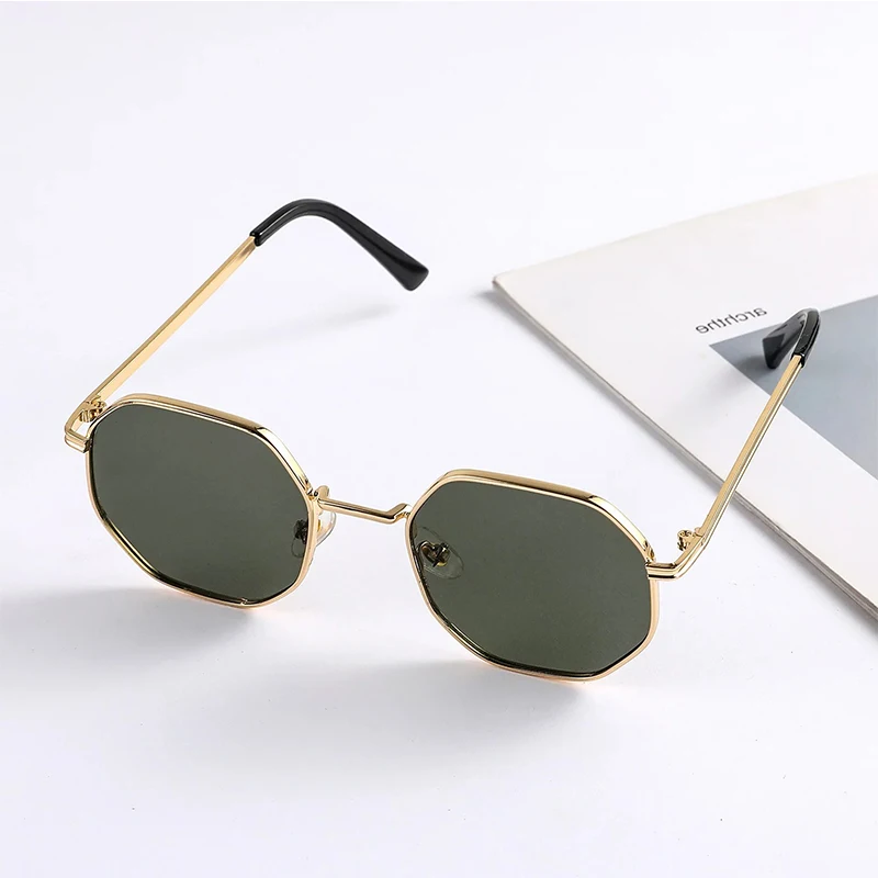 Fashion Boys Girls Octagon Metal Sunglasses Polygon Trend Children\'s Sun Glasses Kids Outdoor UV400 Eyewear