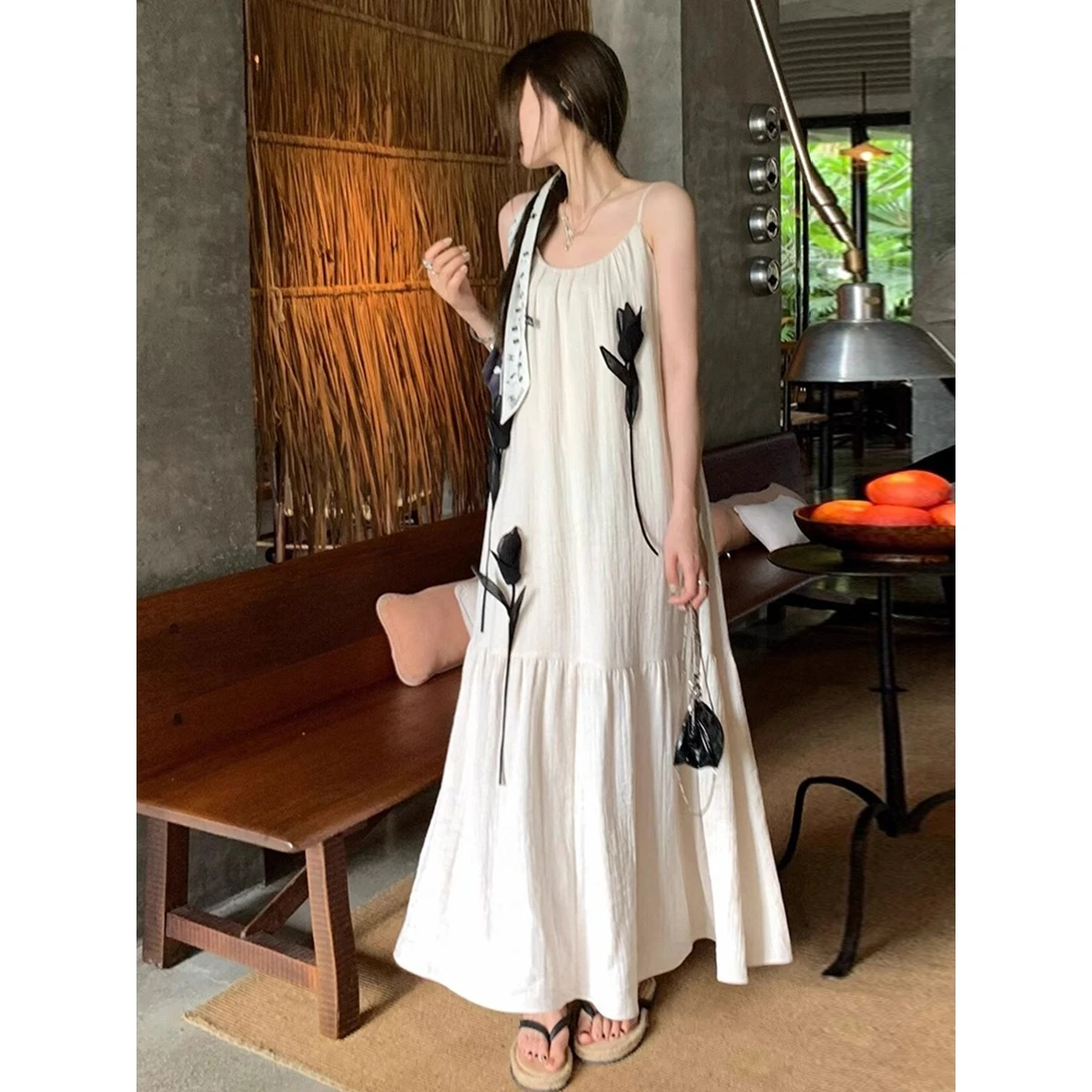 

Новинка лета: женское платье с тонкими бретелями, белое, с завышенной талией, А-силуэт, для отпуска, в стиле "сладкий и пикантный шик"