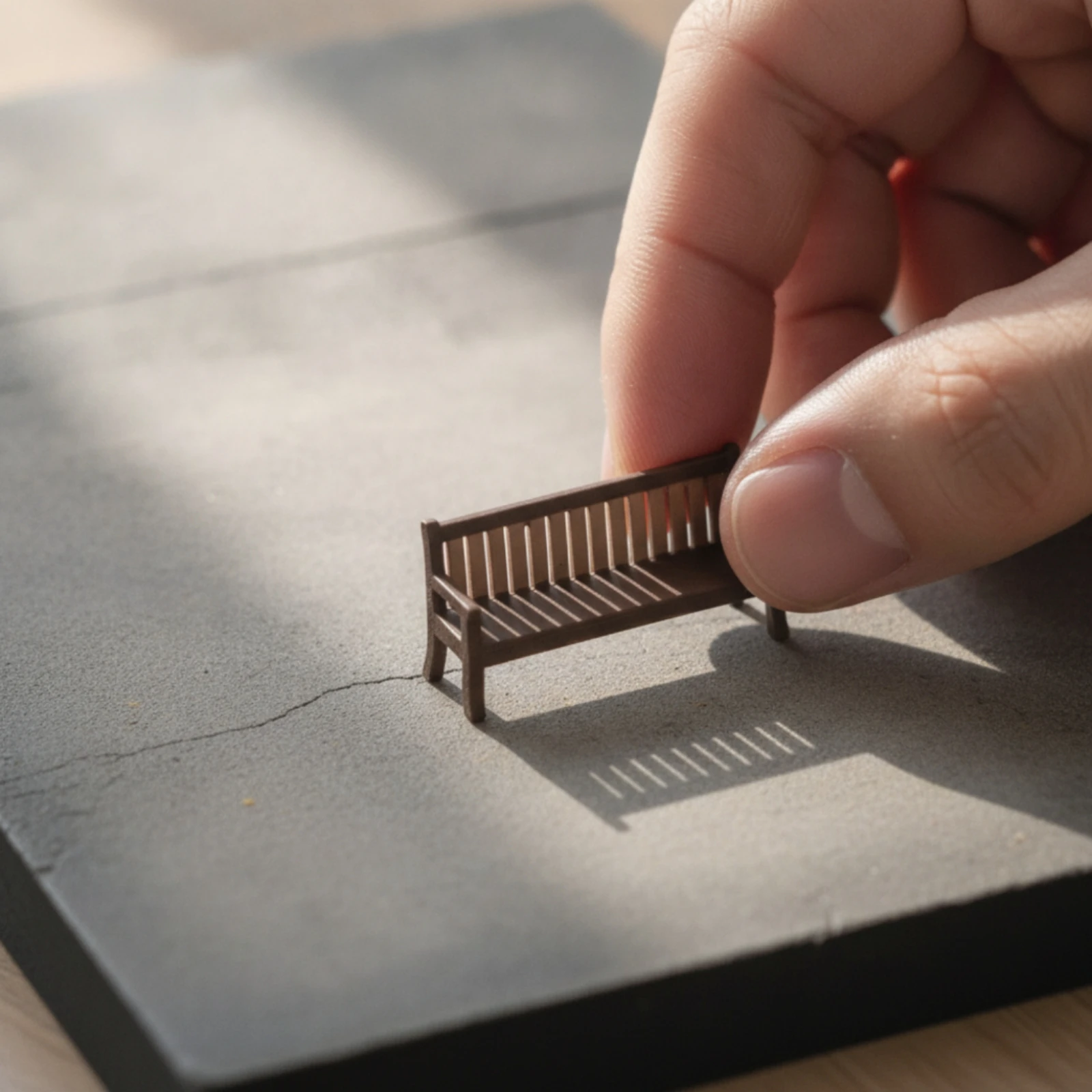 Miniature Park Bench Slatted Park Bench Model Furniture Realistic Detailed for Hobbyists, Dioramas, Tabletop Displays