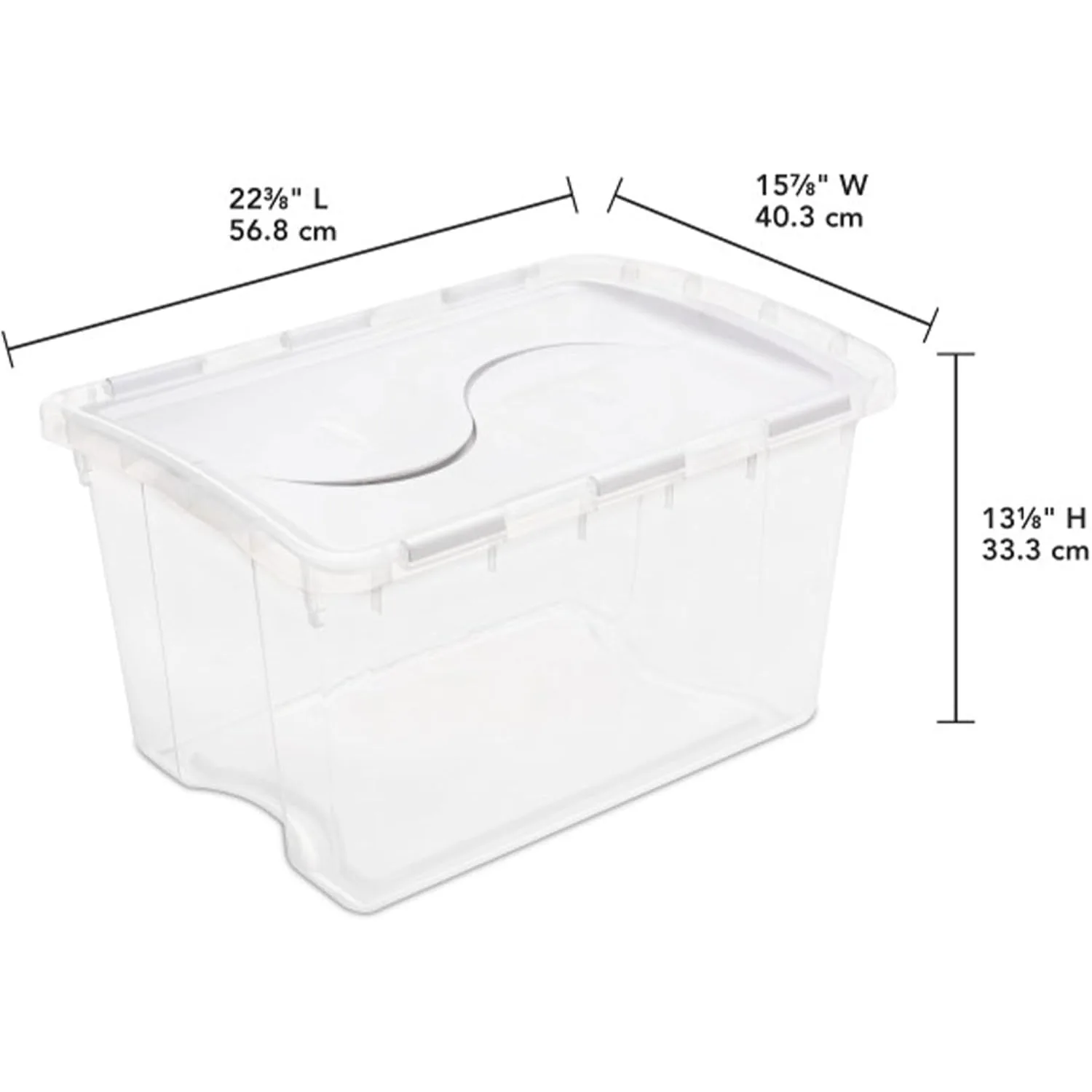 48 Qt Hinged Lid Storage Box, Stackable Bin with Lid, Plastic Container to Organize Home, Clear with White Lid, 12-Pack