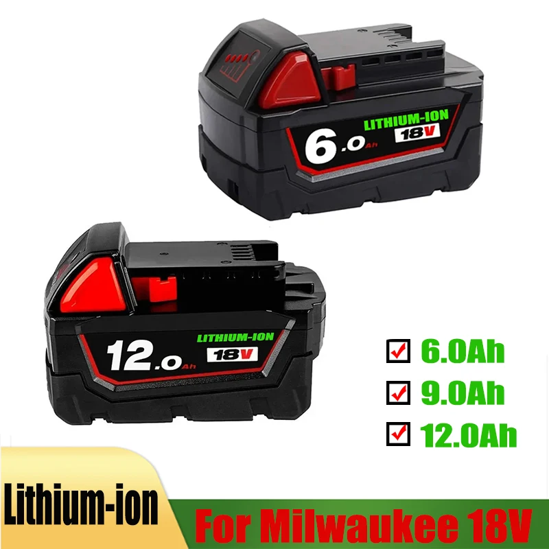 

18V 12.0Ah Replacement for Milwaukee M18 XC Lithium Battery 48-11-1860 48-11-1850 48-11-1840 48-11-1820 Rechargeable Batteries