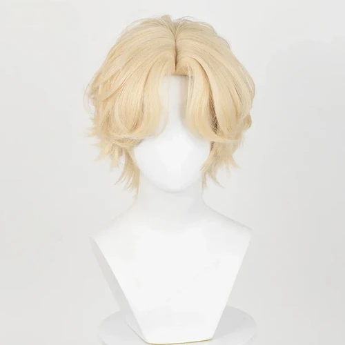 Imagen 2 del producto Peluca de Cosplay de Anime Alien Luka, pelucas cortas de 30cm de color dorado, pelo sintético resistente al calor, pelucas Unisex para Halloween